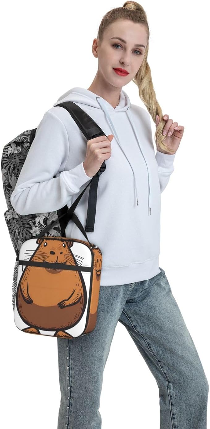 Insulated Lunch Box for Women Men, Guinea Pig Theme Lunch Box Reusable Portable Lunch Bag Cooler Tote Waterproof Lunch Container for Office Picnic Work Travel