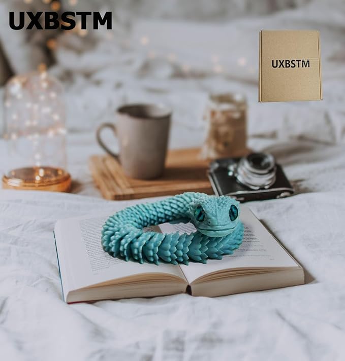 12in 3D Printed Snake Toys, Flexible 3D Printed Animal, Fidget ADHD Snake Toys, Perfect Desk Pet for Animal Collectors