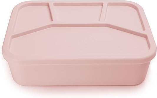 Leak Proof Bento Box Food-Grade Silicone Bento, BPA, Phthalate, Lead, & PVC Free - Bento Lunch Box for Daycare, Kids, & Adults - Leak Resistant Sets With Lids Snack Box Container (Peach 4)