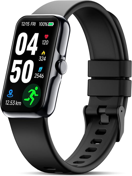 Fitness Tracker with 24/7 Continuous Heart Rate, Blood Oxygen Monitor, Smart Watch with Sleep Monitor, IP68 Waterproof Activity Tracker Step Counter for Women Men (Black)