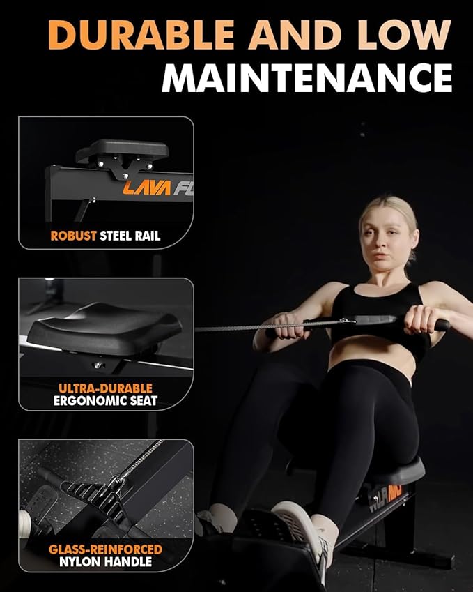 GMWD Air Rowing Machines for Home, 10-Level Adjustable Resistance Professional Rower Machine with Performance Monitor, Ergonomic Comfort Seat, Device Holder & Easy Storage, Lava Flow Series