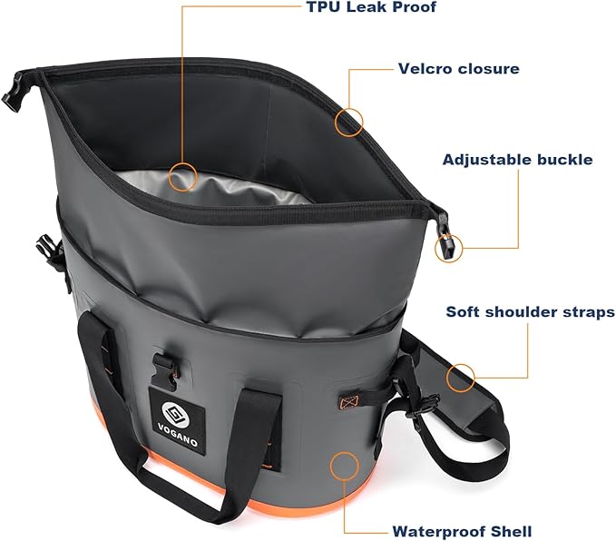 40 Can Soft Cooler Bag - Insulated Leak-Proof Large Cooler Bag with Roll-Top Waterproof Seal | Portable Ice Chest for Camping, Beach, Travel, Picnics | 12HR Cold Retention