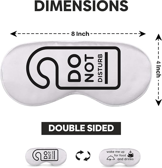 VITYA Silver Do Not Disturb/Wake Me Up Double-Sided Silk Sleep Mask for Women/Men | Light Blocking | Soft Breathable Sleep Eye Mask for Traveling on Airplane | Eye Mask with Elastic Strap (Silver)