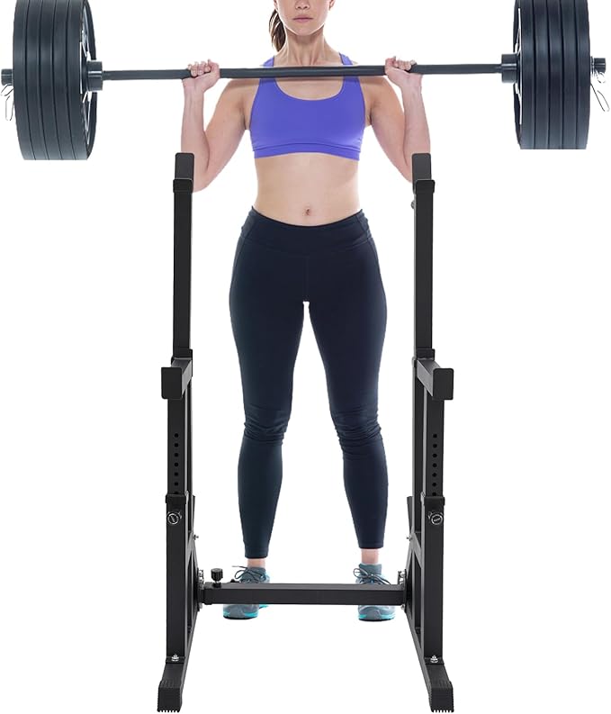 Adjustable Barbell Rack, Multi-function Barbell Rack,Squat Rack Stand, Barbell Rack for Bench Press,Weight Lifting Rack for Home Gym Strength Training Fitness Workout, Max Load 550LBS