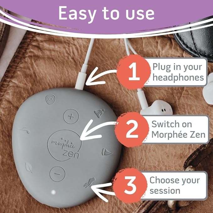 Morphée Zen | Guided Meditation Sound Device for Instant Relaxation | Enhance Well-being, Reduce Stress and find Deep Relaxation | Portable Meditation Sound Machine | 72 Sessions in 4 languages