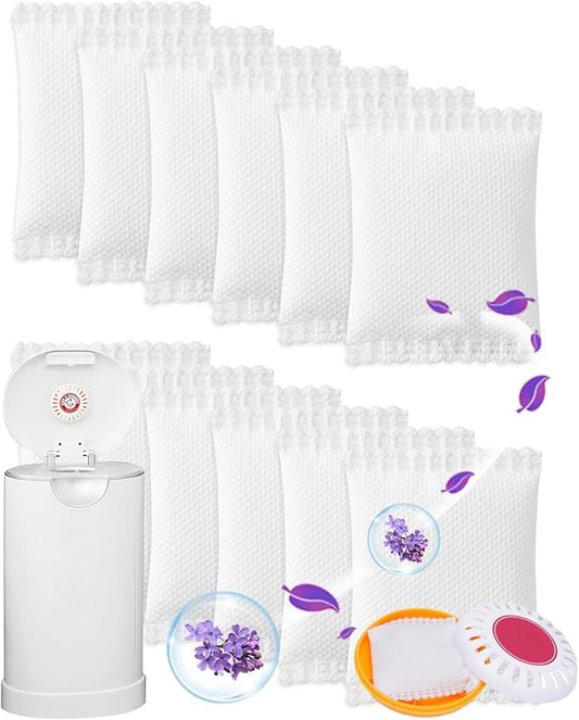 Diaper Pail Deodorizer Odor Absorber Compatible with Munchkin Arm and Hammer Diaper Pail, Lavender Scented Diaper Pail Odor Eliminator for Munchkin Nursery Fresheners, 12 Pack