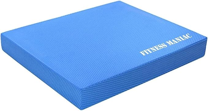 FITNESS MANIAC USA Balance Pad Physical Therapy Gym Exercise Mat & Foam Trainer Stability Disc Fitness Training Yoga Blue XL Cushion and Core Pads for Fit Seniors Exercises Balancing