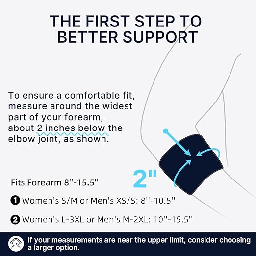 Fit Geno Elbow Brace for Tennis & Golfer's Elbow: Adjustable Elbow Strap for Tendonitis Pain Relief with Compression Pad - Support for Sports Men and Women - Forearm 8''-10.5'', 1 Pack