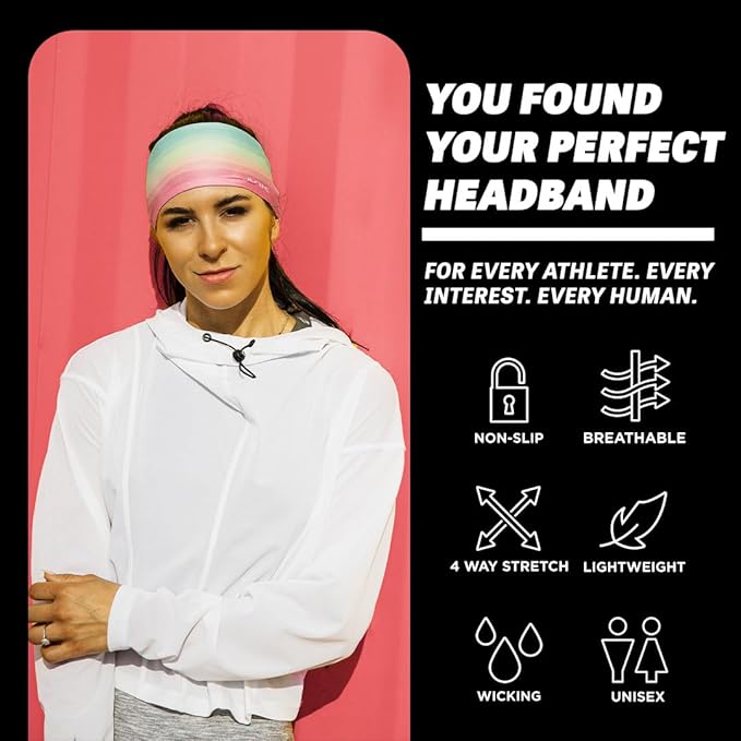 JUNK Brands Big Bang Lite Headband - Moisture-Wicking, Performance Fabric, Non-Slip, Sports Sweatband for Men & Women - One Size - Black Ops