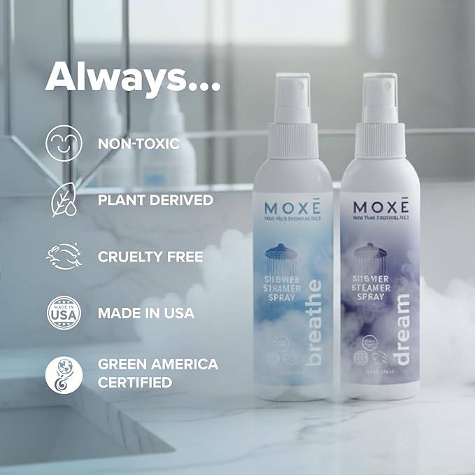 MOXE Shower Steamer Spray, Essential Oils, Natural Sleep Aromatherapy, Made in USA (Breathe & Dream, 4 Ounces, 2 Pack)