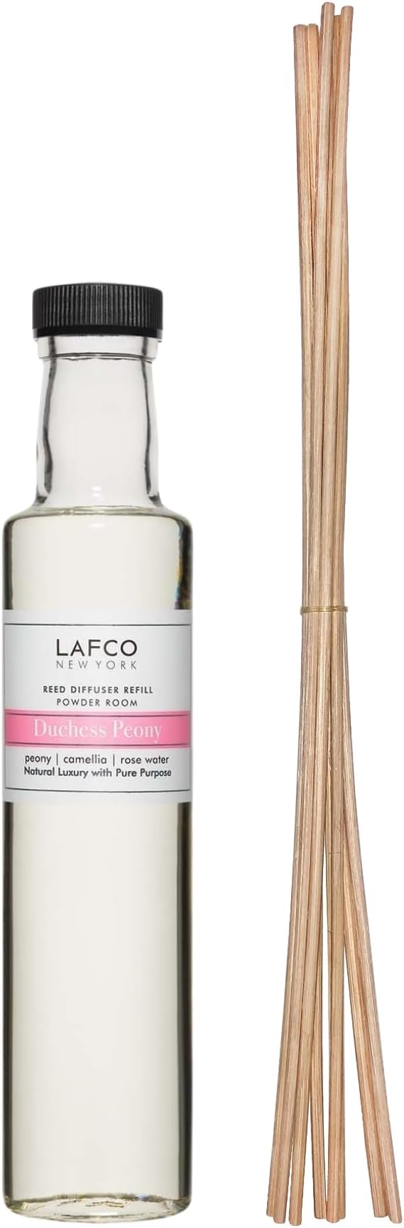 LAFCO New York Reed Diffuser Refill, Duchess Peony - 8.4 oz - Up to 4-Month Fragrance Life - Includes Natural Wood Reeds - Free of Dyes & Propellants - Made in the USA