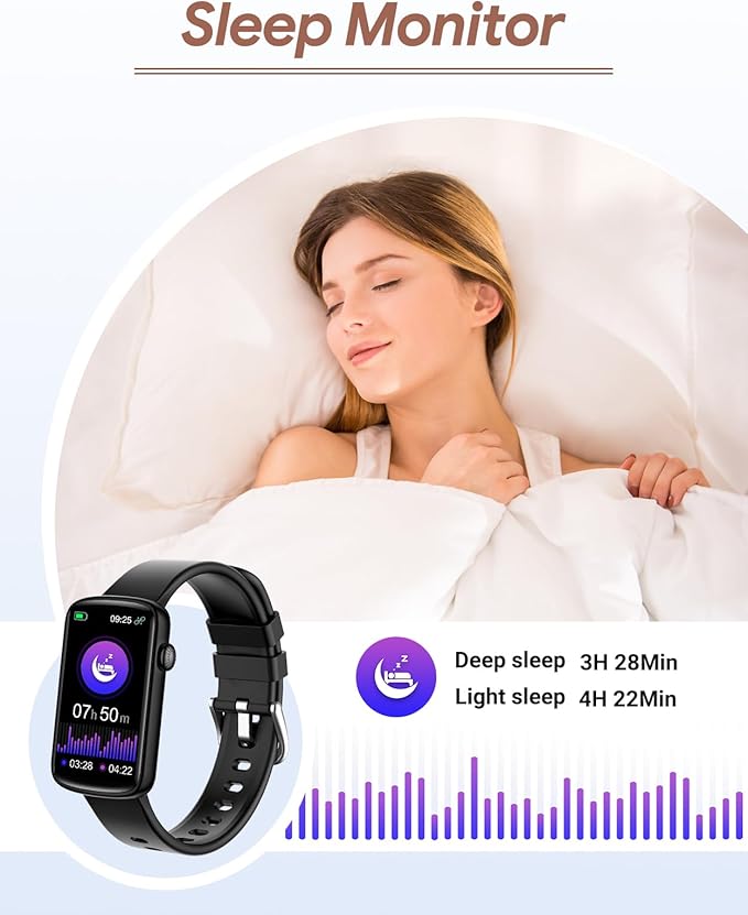 Fitness Tracker, Fitness Watches for Women Men with Heart Rate Monitor Blood Oxygen Sleep Tracker Pedometer, 1.47" Smart Watch Step Calorie Counter for Android iOS IP68 Waterproof (Black)