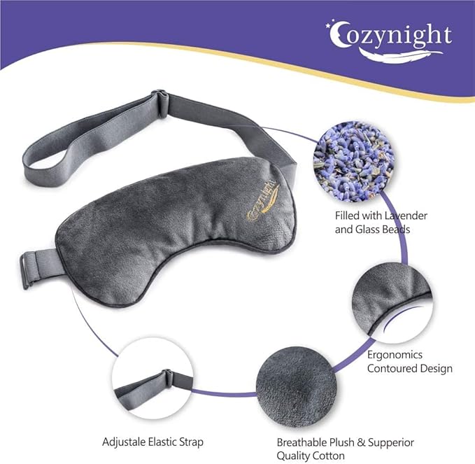 Cozynight Weighted Lavender Eye Mask for Sleeping, Yoga, Dry Eyes, Headache, Migraine Relief - Great Relaxation Gifts for Mom, Dad, Women, Men - Aromatherapy Lavender Eye Pillow Gift