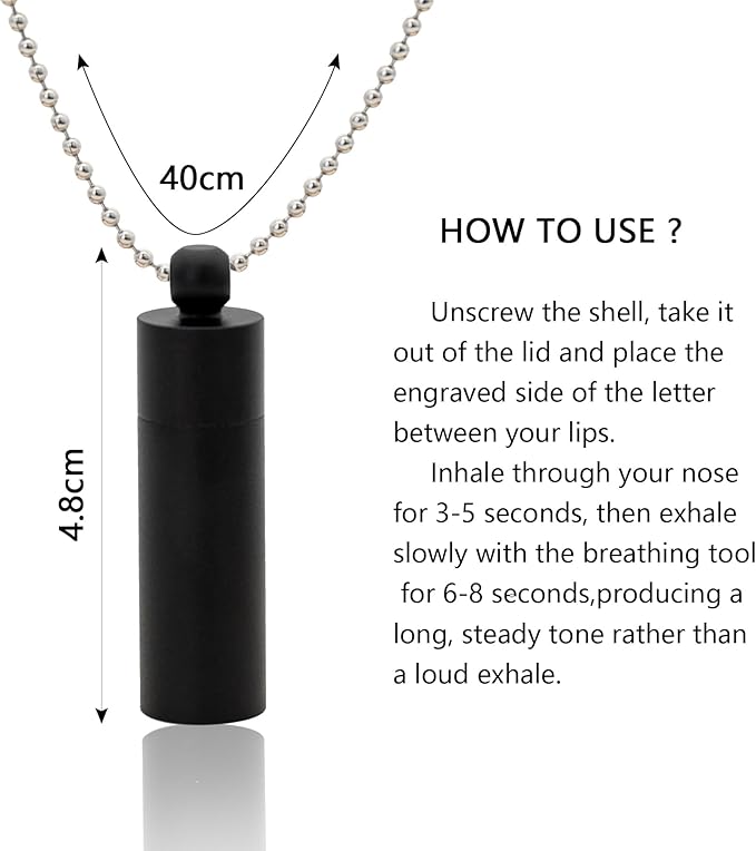 528 Hz Meditation Necklace Breathing Frequency Sound Healing Device by Adjusting The Breathing for Anxiety & Stress Relief Mindfulness (Black)
