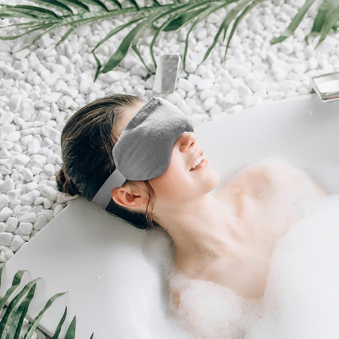 Lavender Eye Mask, Aromatherapy Weighted Eye Mask for Dry Eyes, Sleep Mask for Men Women, Hot & Cold Therapy Eye Cover for Compression Pain Relief, Eye Pillow for Puffy Eyes, Migraine, Sinus Pain-Grey