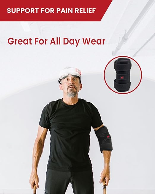 Elbow Brace Comfortable Night Sleep, Cubital Tunnel Syndrome, Ulnar Nerve Entrapment with Compression Sleeve Immobilizer, 2 Removable Metal Splints Pain Relief for Men and Women (M)