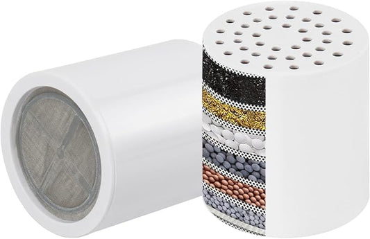 NearMoon 15 - Stage Replacement Cartridge Universal High Output Shower Filter with VC, Reduce Hard Water, Heavy Metal Impurity, Improve Skin & Hair, Fit Any Similar Filter (2 pack)