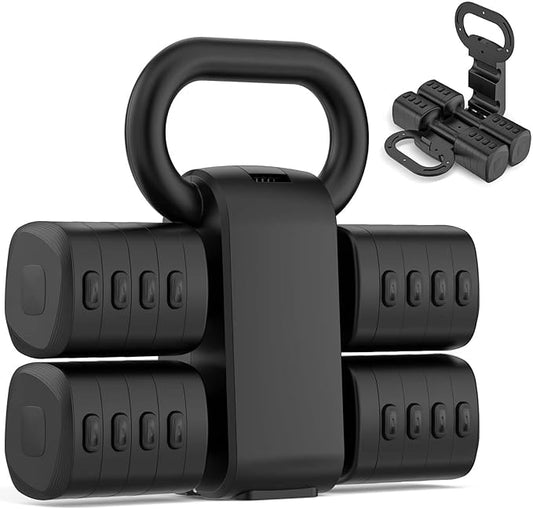 2-in-1 Adjustable Dumbbell Set, Upgraded 5 Levels Heavier Hand Weights for Women Men, Each 2.2/3.3/4.4/5.5/6.6lb, Convertible Weights Dumbbells and Kettlebell Set for Home Gym Exercise & Fitness