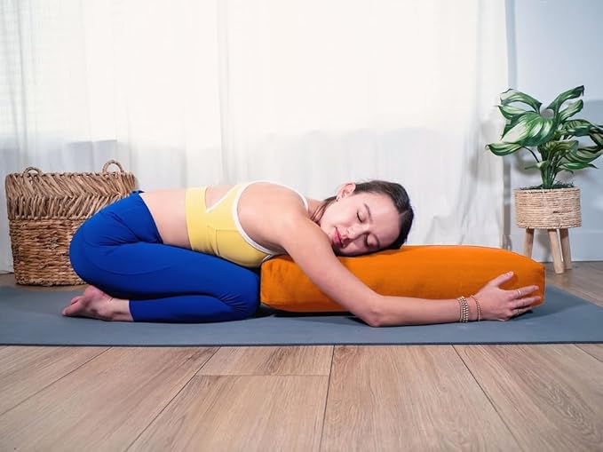 Sol Living Yoga Bolster Pillow Rectangular Meditation Cushion Cotton Meditation Accessories for Restorative Yoga Meditation Pillow Yoga Pillow Firm Body Pillow Bolster Pillow for Legs Removable Cover