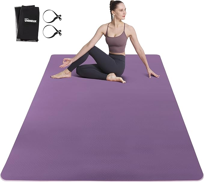 UMINEUX Large Yoga Mat for Men and Women 1/4 & 2/5 Inch Extra Thick TPE Fitness Mat for Home Gym Workout, Non-Slip, Eco Friendly Exercise Mat for Yoga, Pilates, Stretching, Meditation