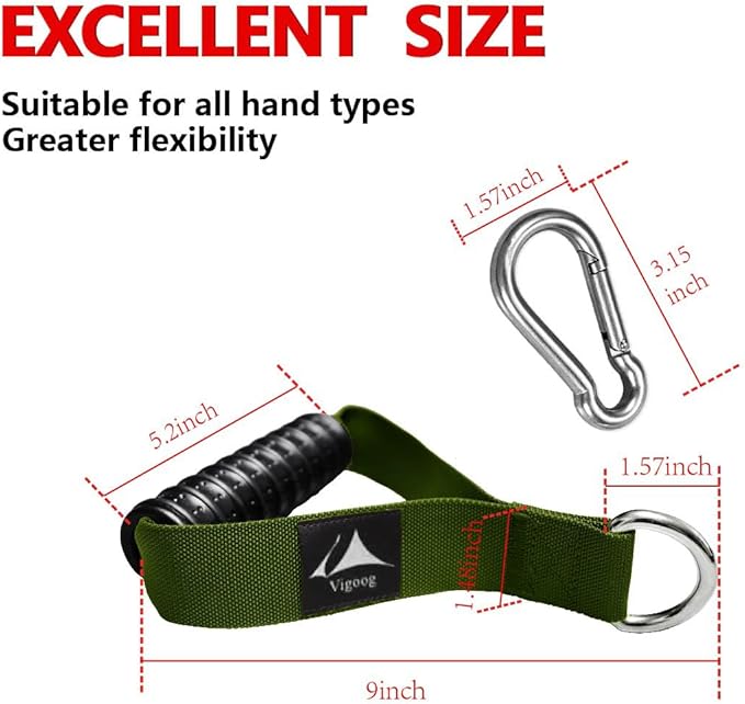 Heavy Duty Gym Exercise Handles Attachment for Cable Machine,Resistance Band,Pulley System Home Fitness Workout Equipment, with Elastic Rubber Grip and 2 Large Carabiners