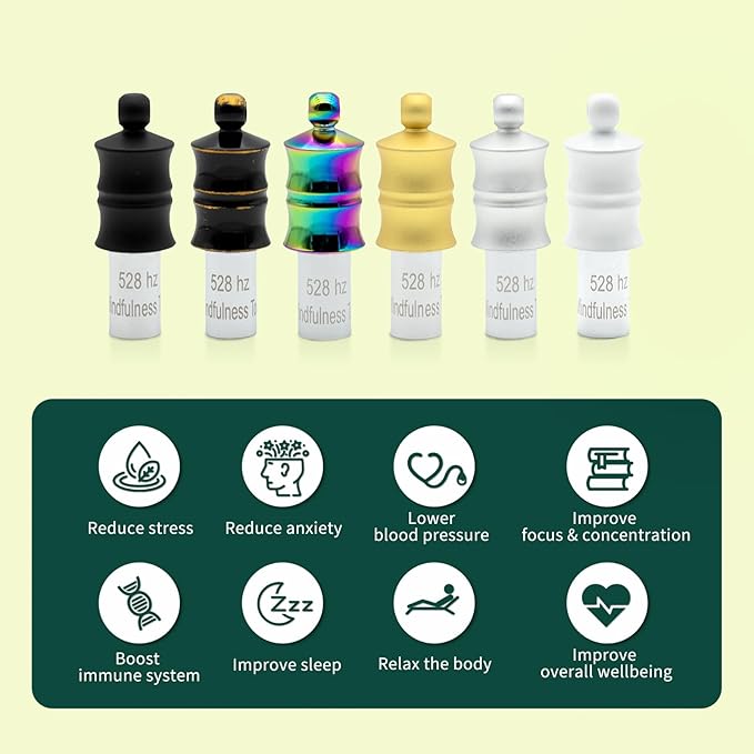 Black Zen Bamboo Whistle 528 Hz Meditation Necklace Breathing Frequency Sound Healing Device by Adjusting The Breathing for Anxiety & Stress Relief Mindfulness