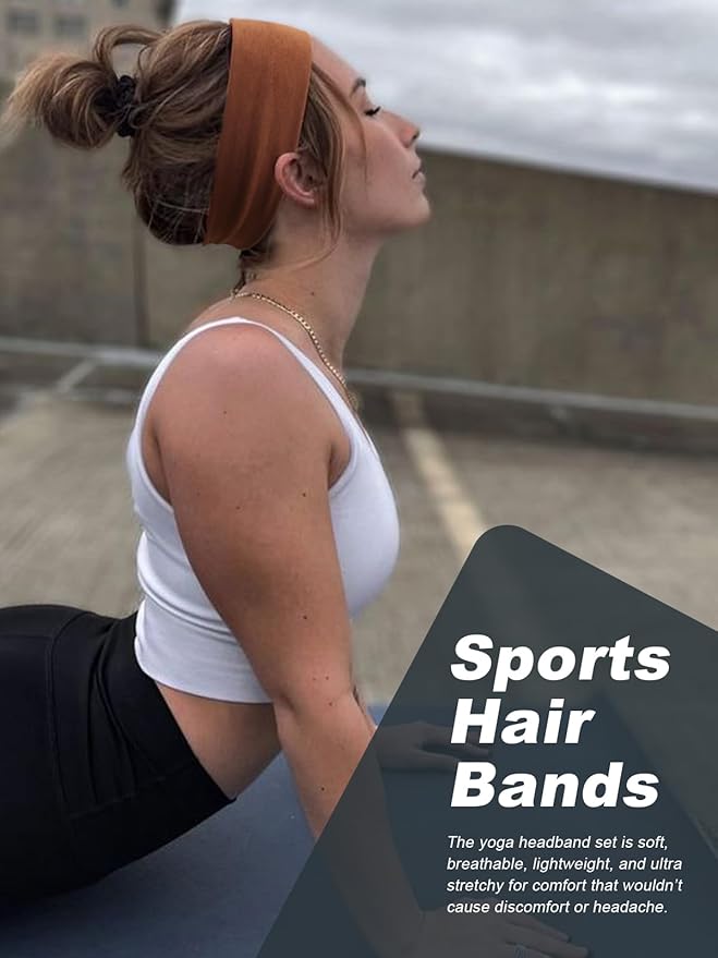 DRESHOW 8 Pack Sports Headbands for Women Non-Slip Stretchy Fashion HairBand Curly Hair Headband Soft Hair Accessories for Daily Wear Workout Yoga Running