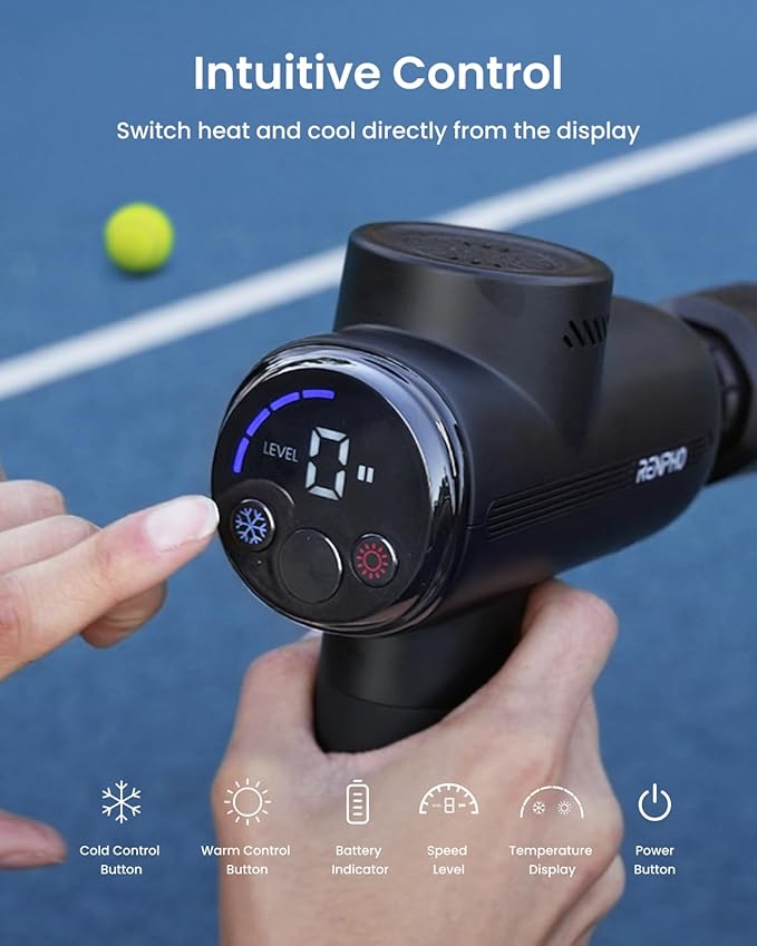 RENPHO Active Thermacool 2 Massage Gun with Heat and Cold Therapy, Professional Deep Tissue Handheld Massager with Carry Case, Percussion Body Muscle Masajeador for Men Women Athletes Back