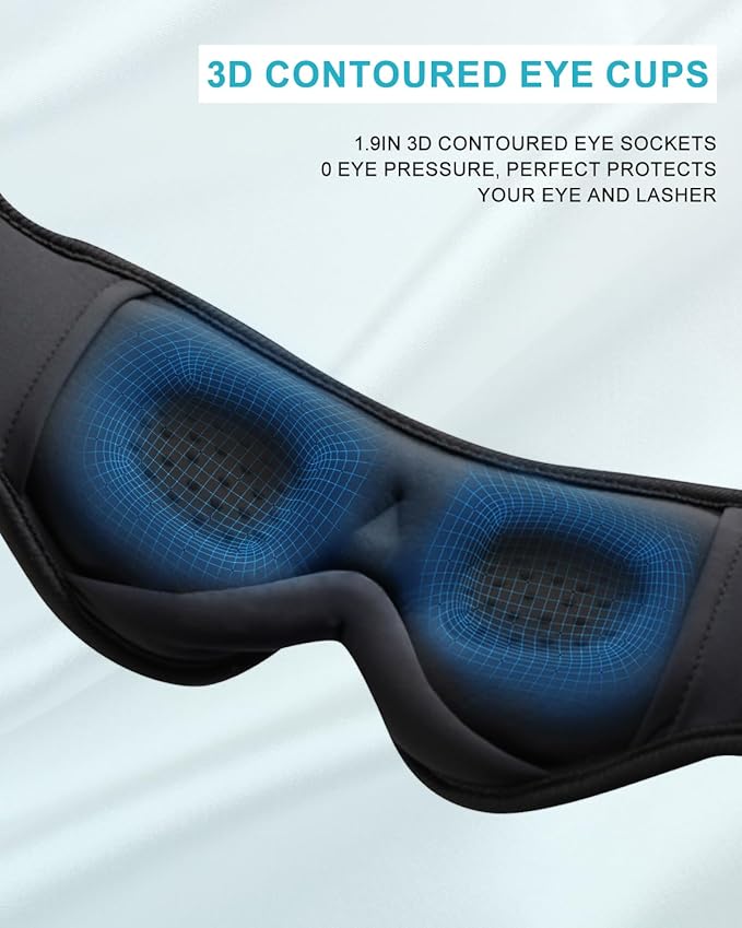 LC-dolida Sleep Headphones, 3D Sleep Mask Bluetooth Wireless, Sleeping Headphones for Side Sleepers Sleep Eye Mask Music Weighted Sleeping Mask Meditation Gifts for Men Women (Red)