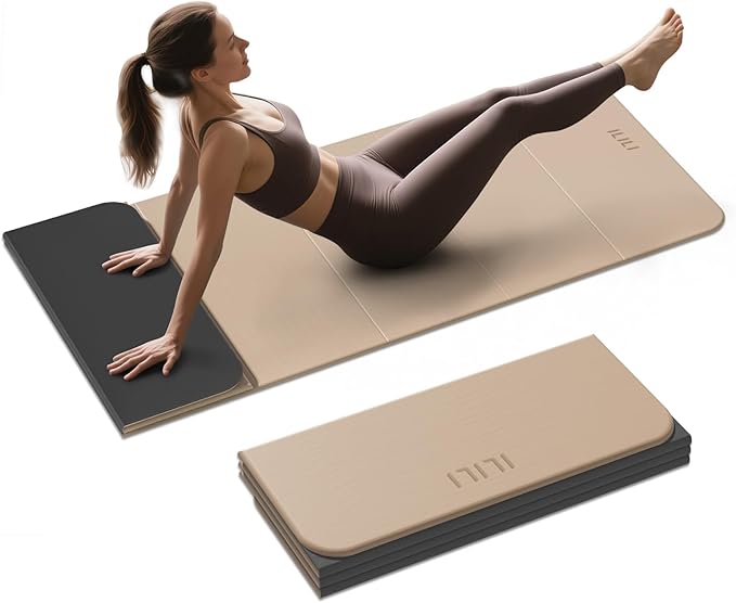 ILILI Foldable Yoga Mat, 10mm Thick, TPE Material, Extra Long 75"L x 26"W, Soft and Comfortable Folding Mat 0.4 Inches, Easy to Carry and Store, 190*66cm Portable Multi-Functional Use for Yoga, Home Exercise & Outdoor