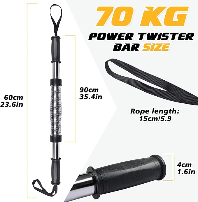 INNOLIFE Power Twister Bar, Upper Body Exercise Equipment for Chest Workout, Shoulder, Forearm, Bicep and Arm Strengthening Workout Equipment