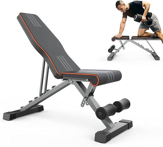 Adjustable Weight Bench for Bench Press, Heavy Duty Stable Workout Bench Foldable Weight Benches for Home Gym, Incline/Decline 90 Degree Bench Exercise Bench