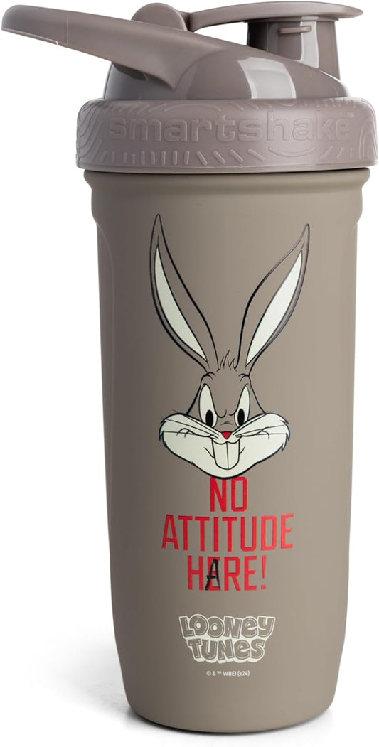 Smartshake Looney Tunes Reforce Stainless Steel Protein Shaker Bottle 900 ml | 30 oz - Leakproof Screw-on Lid - BPA Free – Unisex - Non Insulated (Bugs Bunny)