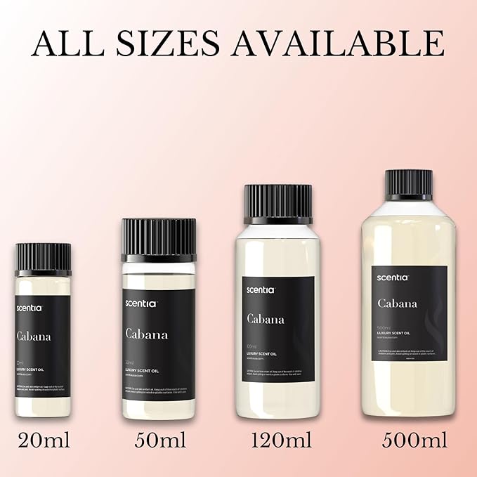 Scentia Hotel Diffuser Oil Inspired by 5-Star Hotel Scent - 20 mL 0.67 fl oz - Fragrance Oil Blend Botanical Jasmine, Bergamot & Fresh Marine Notes for Aromatherapy Diffusers - Cabana