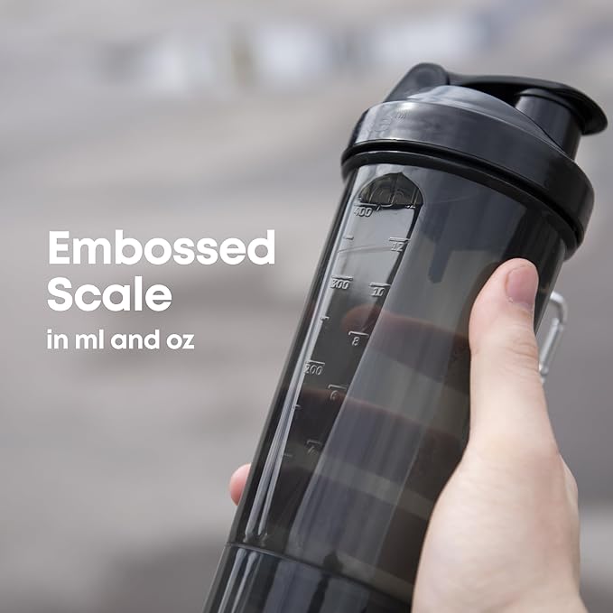 Smartshake Slim 4-Pack Protein Shaker Bottle 400 ml | 13.5 oz – Storage Included - Leakproof Screw-on Lid - BPA Free – Unisex - Black, White, Stormy Gray, Cotton pink