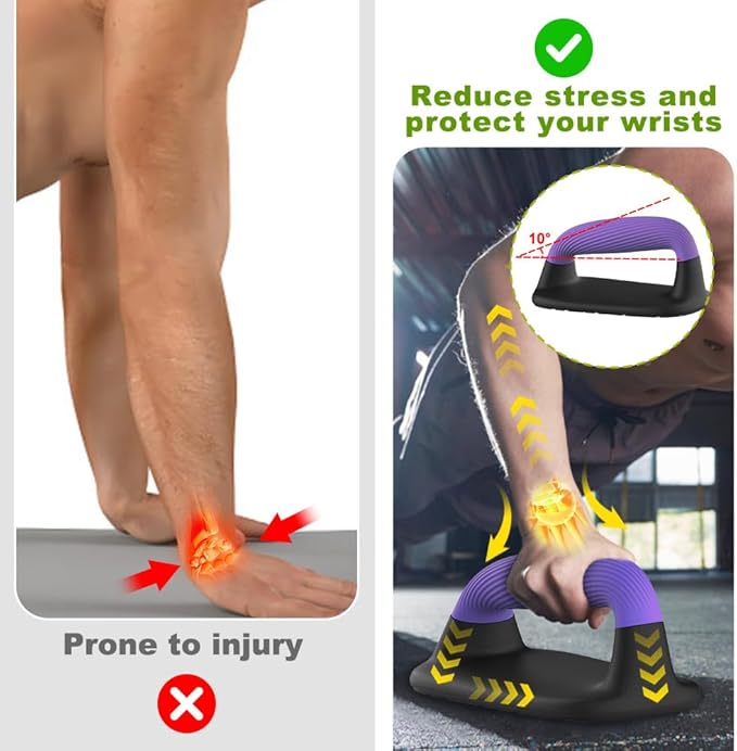 Push Up Bars – Ergonomic Pushup Handles for Floor Strength Training, Non-Slip Push-Up Stands with Soft Grip, Pushups Bars for Home Gym Workout