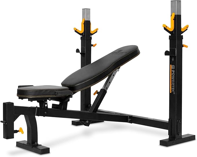 PowerTec Workbench Olympic Weight Bench Press for Home Gym WB-OB16 - Adjustable Workout Bench with 9 Horizontal, Vertical Positions, 7 Incline Positions, Decline - Fitness Equipment
