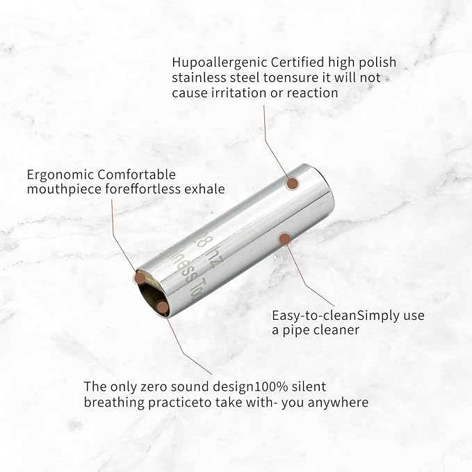 528 Hz Meditation Necklace Breathing Frequency Sound Healing Device by Adjusting The Breathing for Anxiety & Stress Relief Mindfulness (Silver)