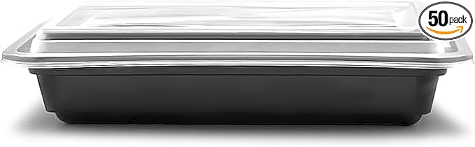 Smygoods Meal Prep Containers 28oz Plastic Take-Out Container with Lids for Food Storage, Bento Box for Lunch, Leak-Proof, BPA-Free, Reusable Or Disposable, Microwave Safe (50 Pack, 28oz)