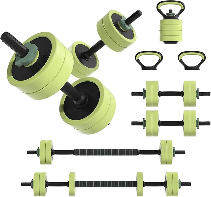 Adjustable Dumbbell Set 22/42/62LBS, 5-in-1 Free Weight Dumbbell Set Used as Dumbbell,Kettlebell,Barbell, Push-Up Stand,Weight Plate, Iron Sand Weights Set with Connector ,Fitness Exercises for Home Gym Suitable Men/Women