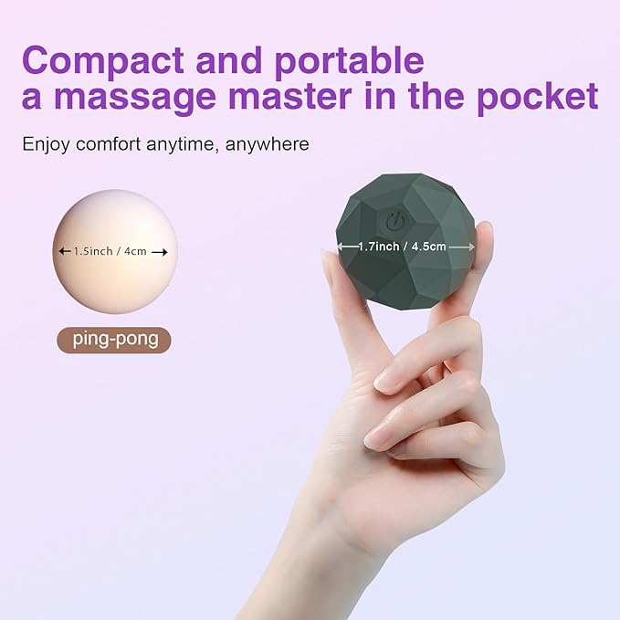 Vibrating Massage Ball with Heat - Portable Physical Therapy for Muscle Relief Up to 120 ℉ Heating Temperature for Myofascial Release and Trigger Point Treatment Mini Size Massage Ball