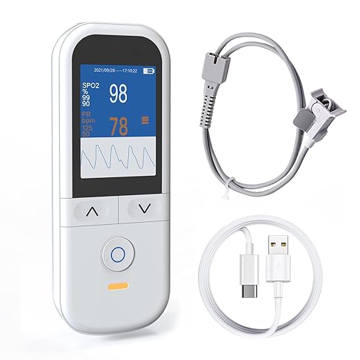 Handheld Pulse Oximeter for kids - Continuous Oxygen & Heart Rate Monitor with Adjustable SpO2 & Pulse Alarms - Pulse oximeter Medical Grade for kids