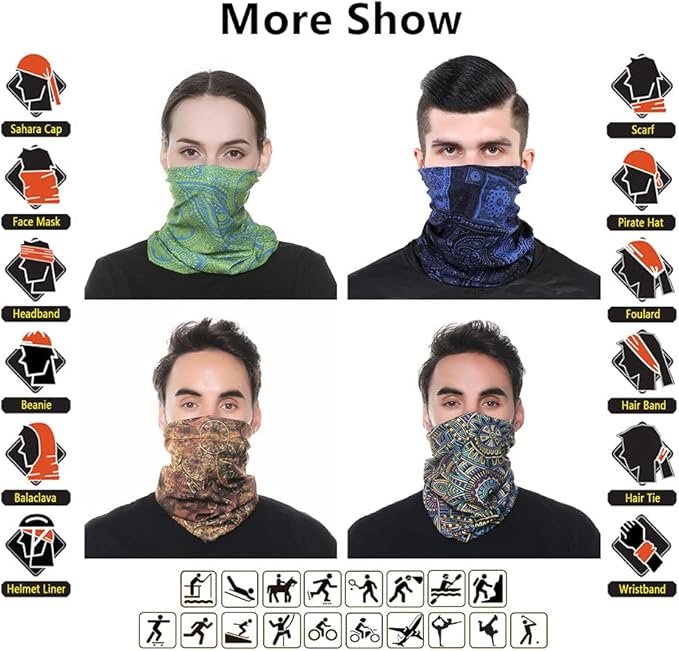 Headband Neck Gaiter Head Wrap Headwear Face Mask Magic Scarf Bandana for Men and Women