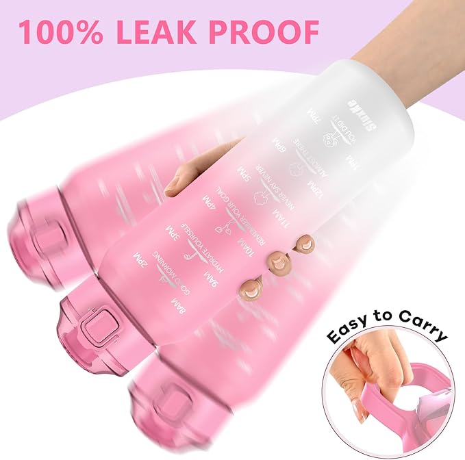 24oz Insulated Water Bottle with Straw and Spout Lids, 18/10 Stainless Steel 700ml Double Wall Vacuum Sports Water Jug, Leakproof Hydro Cup Flask for Men, Women & Kids PINK WHITE