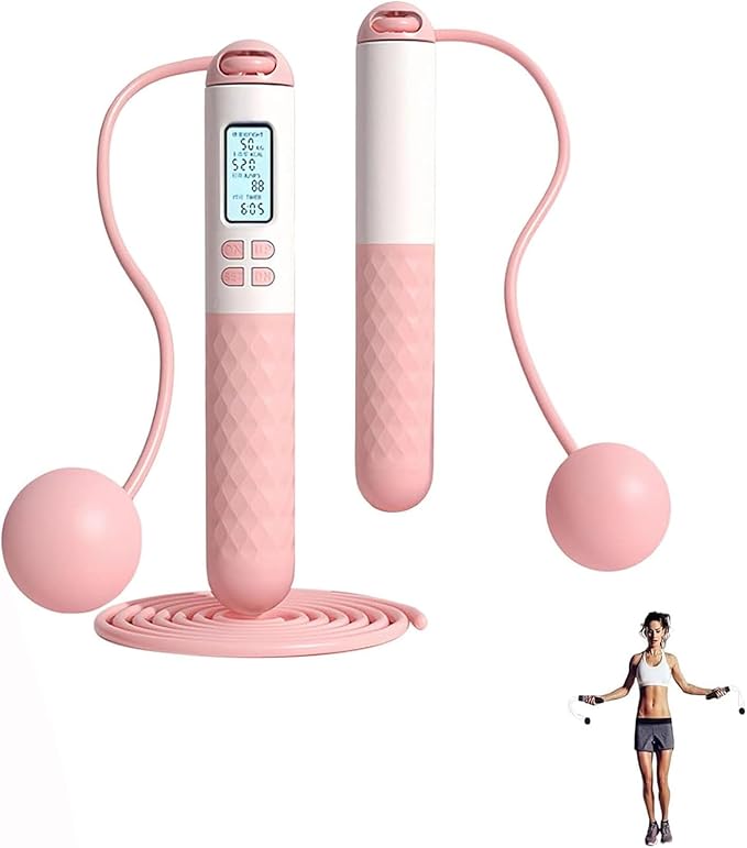 Indicatek Skipping Rope with Counter, Cordless Jump Rope, Smart Weighted Cord with Lcd Display, Adjustable Digital Counting Skipping Tool, Tangle-Free Wireless String for Fitness