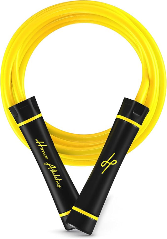 Honor Athletics - WEIGHTED 1.1lb HEAVY Jump Rope for High-Intensity and Strength Training - Adjustable 10ft PVC Rope with Ergonomic Grip, Ideal for Boxing, CrossFit, Muay Thai, MMA, and Fitness