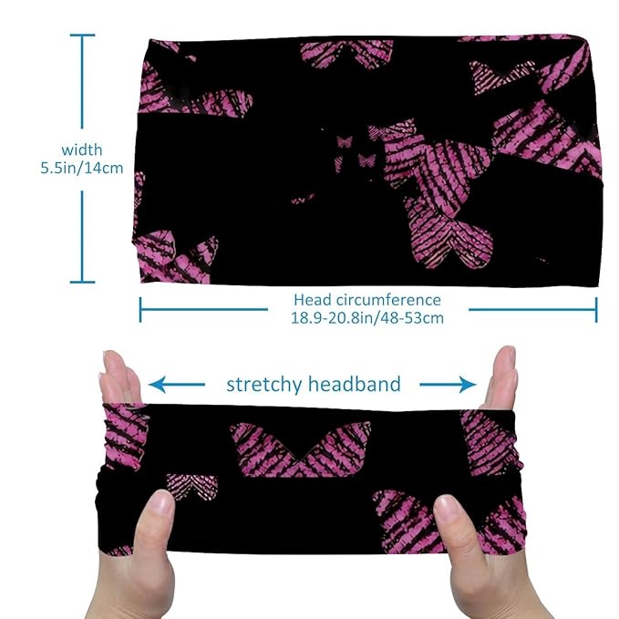 Workout Headband for Women, Butterfly on Black Background Hairband Non Slip, Sports Headband for Yoga, Running, Gym Fitness