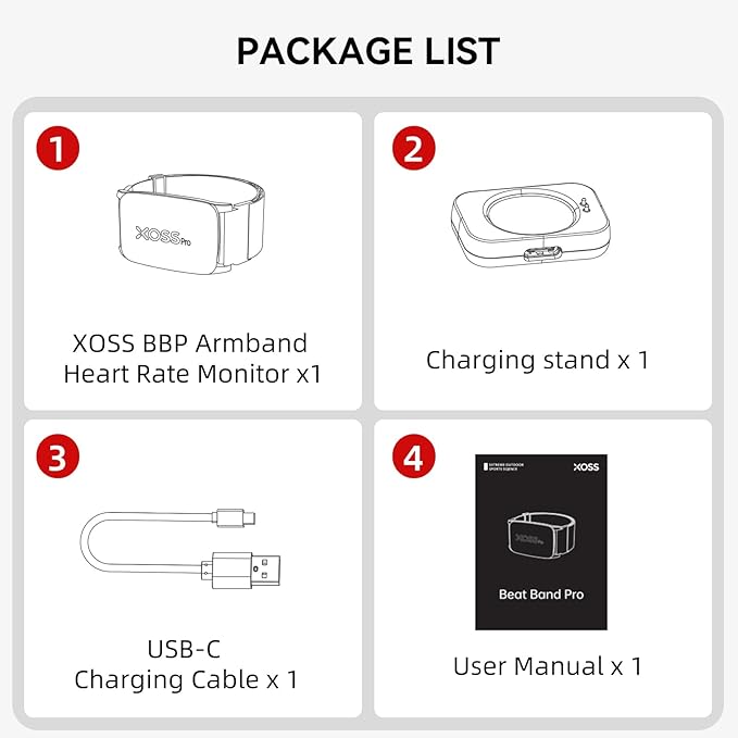 XOSS BBP Heart Rate Monitor Armband with Bluetooth5.0 & ANT+, IPX68 Waterproof & Rechargeable 60Hour Battery Life Monitor Watch for Exercise