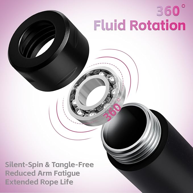 Weighted Jump Rope, 1LB Tangle-Free Ball Bearing Rapid Speed Skipping Rope for Men Women, Adjustable 9mm Cotton & PVC Rope with Alum Handle for Boxing MMA Weight-Loss Athletic Workout Fitness