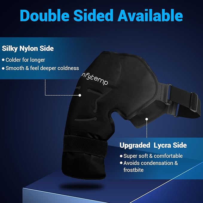 Comfytemp Shoulder Ice Pack Rotator Cuff Cold Therapy Wrap, Ice Packs for Injuries Reusable Gel, Instant Compression for Shoulder Pain Relief, Surgery Recovery Gifts (Large), Black